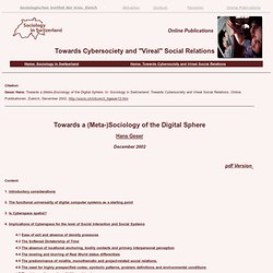 H. Geser: Toward a (Meta-)sociology of the digital Sphere