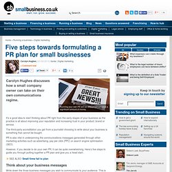 Five steps towards formulating a PR plan for small businesses