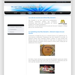 TPE 2007-2008 : Le succès de Mac Donald's