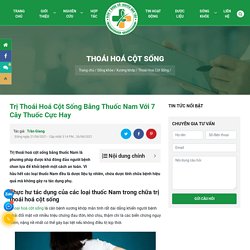 Trị Thoái Hoá Cột Sống Bằng Thuốc Nam Với 7 Cây Thuốc Cực Hay