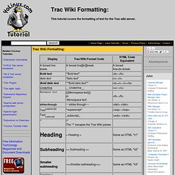 Trac Wiki Formatting: