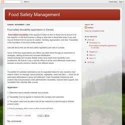 Food Safety Management : Food safety traceability applications in Canada