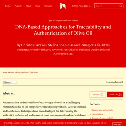 INTECH 26/10/16 DNA-Based Approaches for Traceability and Authentication of Olive Oil