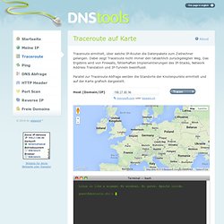 Traceroute auf Karte - Netzwerk, Domain und DNS-Tools