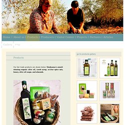 fair trade organic olive oil, carob syrup, za'atar, almonds, honey, baskets and soaps
