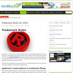 Trademark Rules For 2021