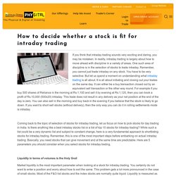 Rules for Picking Stocks When Intraday Trading - Motilal Oswal