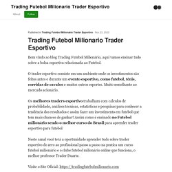 Trading Futebol Milionario Trader Esportivo