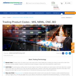 Trading Product Codes - MIS, NRML, CNC, BO