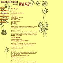 Tradition Miso - Miso Recipes