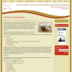 Traditional Chinese Medicine - Dietary Principles - Dampness, Foods to Tonify Yang / Yin - Comox Valley Acupuncture