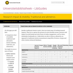 Traditional and altmetrics - Research Impact & Visibility - LibGuides at Utrecht University