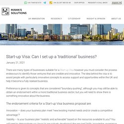 Start-up Visa: Can I set up a ‘traditional’ business? - Manns Solutions -