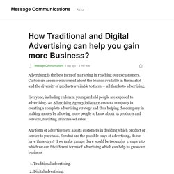 How Traditional and Digital Advertising can help you gain more Business?