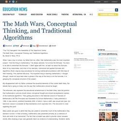 The Math Wars, Conceptual Thinking, and Traditional Algorithms
