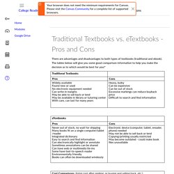 Traditional Textbooks vs. eTextbooks - Pros and Cons: College Readiness LOOC