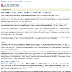 "Modern QFD vs Traditional QFD" QFD Institute Newsletter - Aurora