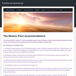 Weston Price Philosophy - Traditional Nutritional