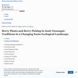 Berry Plants and Berry Picking in Inuit Nunangat: Traditions in a Changing Socio-Ecological Landscape