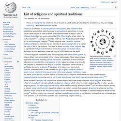 List of religions and spiritual traditions