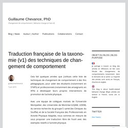 Traduction française de la taxonomie (v1) des techniques de changement de comportement – Guillaume Chevance, PhD