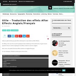 Utile - Traduction des effets After Effects Anglais/Français