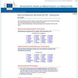 UE – DG Traduction – Aide à la traduction des textes de l'UE – Ressources en ligne