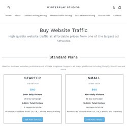 Traffic Plans and Pricing – Winterplay Studios