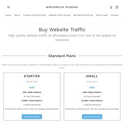 Traffic Plans and Pricing – Winterplay Studios