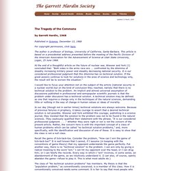 The Tragedy of the Commons by Garrett Hardin - The Garrett Hardin Society - Articles
