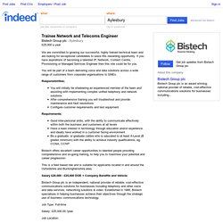 Trainee Network and Telecoms Engineer job - Bistech Group plc