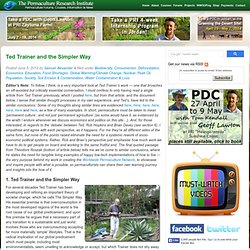Ted Trainer and the Simpler Way Permaculture Research Institute