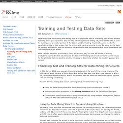 Partitioning Data into Training and Testing Sets (Analysis Services - Data Mining)