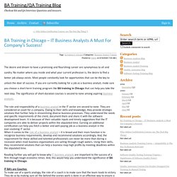 BA Training in Chicago – IT Business Analysts A Must For Company’s Success!