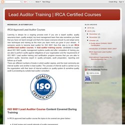 IRCA Certified Courses : IRCA Approved Lead Auditor Courses