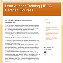 IRCA Certified Courses : ISO 9001: 2008 Quality Management System