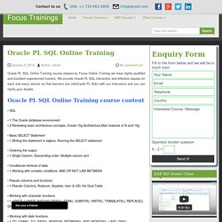 ORACLE PL SQL Online Training in USA