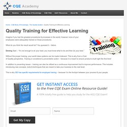 Quality Training for Effective Learning