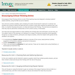 Intute: Arts and Humanities - Critical Thinking