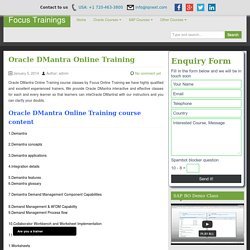 ORACLE DMANTRA Online Training in USA
