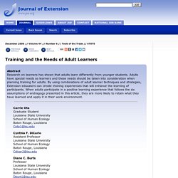 Training and the Needs of Adult Learners