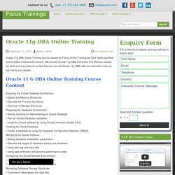 Oracle 11G DBA Online Training in UK