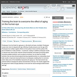 Training the brain to overcome the effect of aging on the human eye : Scientific Reports : Nature Publishing Group - StumbleUpon