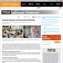 Training Teachers to Teach Critical Thinking