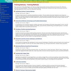 Training Toolkit - Delivery - Training Methods
