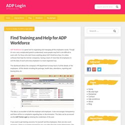 Find Training and Help for ADP Workforce ADP Portal Login