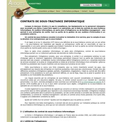 CONTRATS DE SOUS-TRAITANCE INFORMATIQUE