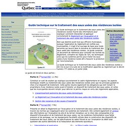 Guide technique sur le traitement des eaux usées des résidences isolées