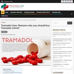 Tramadol Uses: Reasons why you should buy Tramadol online?