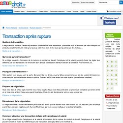 Transaction - La transaction après le licenciement